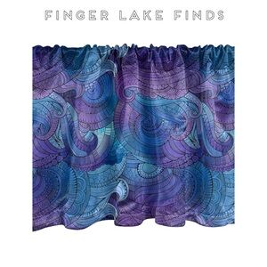 One Ambesonne Abstract Window Valance, Ocean Inspired 54" x 12" Purple Blue